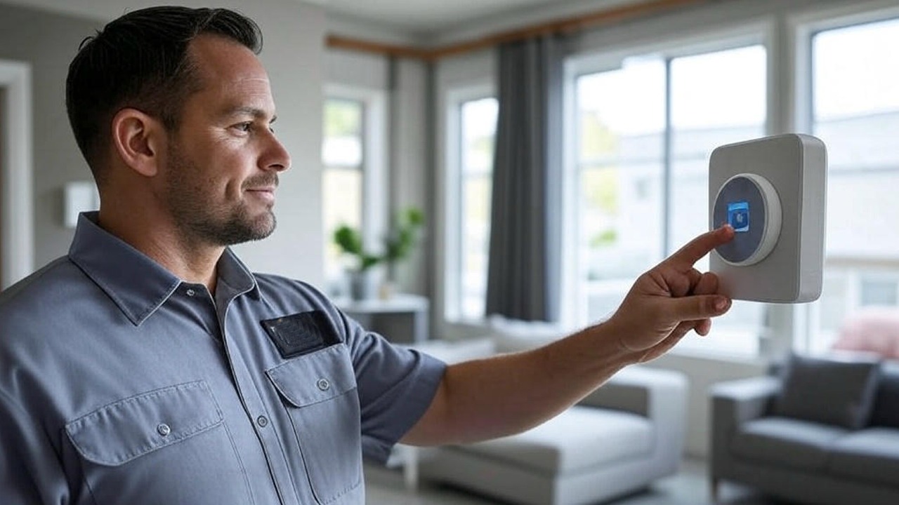 Technician performing HVAC maintenance in Clifton, NJ